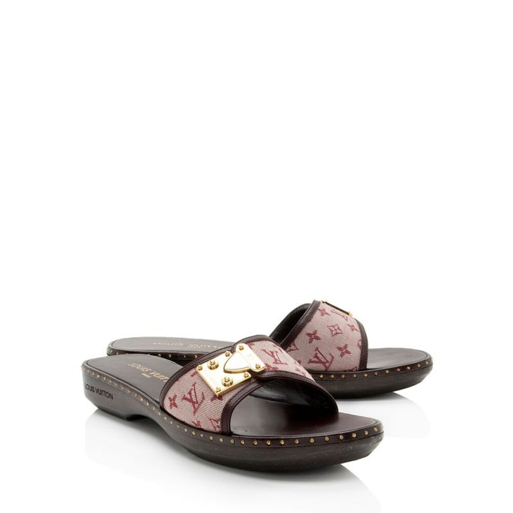 Louis Vuitton Monogram Denim Lock It Mule Sandals - Size 7.5 / 37.5 - Picture 2 of 8